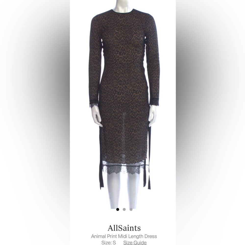 AllSaints Animal Print Midi Dress, size Small